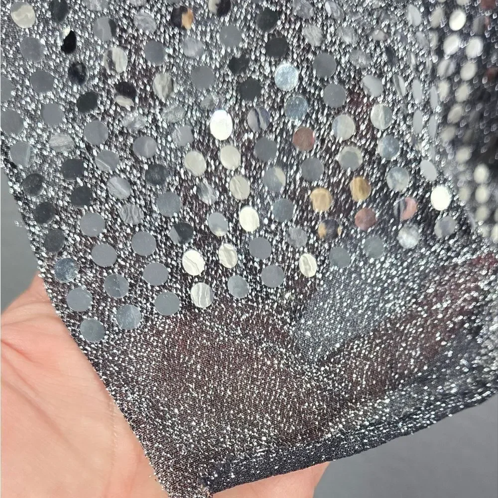 Silver Foil Sequin Fabric Swatch Disco Party Decor 23